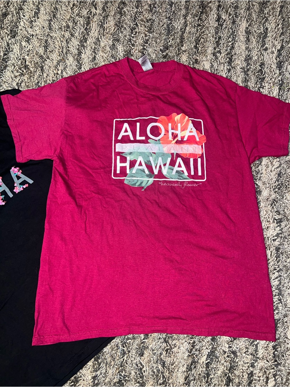 Gildan Women's Aloha Graphic Tees - Black & Fuchsia - Picture 2 of 6